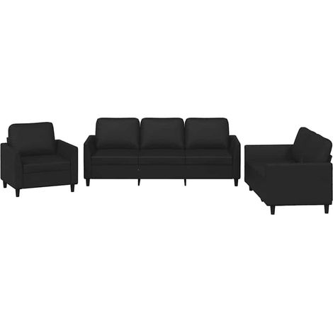 Maison Exclusive - Set di Divani 3 pz con Cuscini Nero in Similpelle