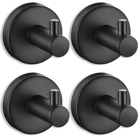 Lot de 4 Crochet de suspension à ventouse pour Fenêtres, Glas, salle de bain, Cuisine , Crochet x 6 cm, noir, acier inoxydable (1/3)
