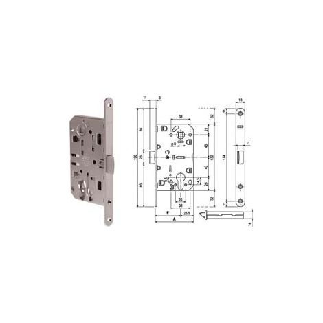SERRATURA MEDIANA EVOLUTION FORO CIL. SOLO SCR. NYLON B. T.DO CR. OP.  mm.50 bordo cromato opaco (1103.50.34)    AGB