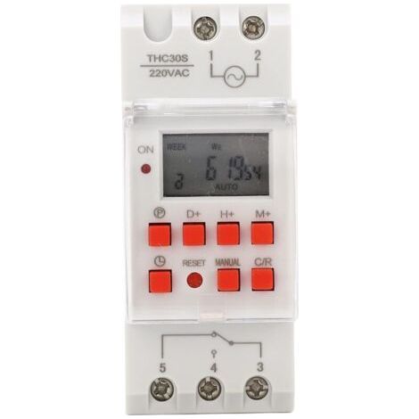 – Digital programmer for 30 A electric water heater – Voltage 220 V – 1 second timer – LCD screen – 35 mm rail installation (1/5)