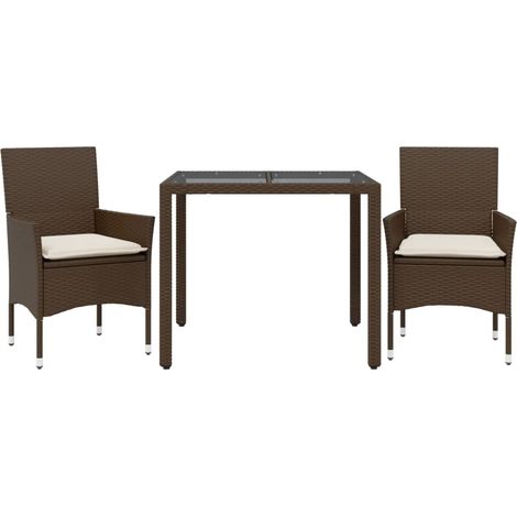 Maison Exclusive - Set comedor jardín 3 pzas cojines ratán sintét (1/5)