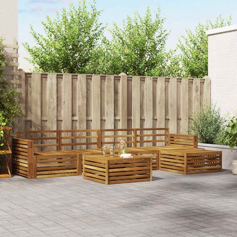 vidaXL Set di divani da esterno 6 pz Naturale Legno di Acacia Massello (1/5)
