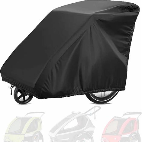 Housse de remorque de vélo en tissu Oxford imperméable avec protection contre la poussière, housse de pluie toutes saisons, noir, 140 x 84 x 99 cm (1/5)