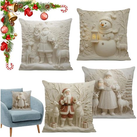 Housses De Coussin Décoratif 43 cm x 43 cm Décoration Moderne de Noël Housses de Coussin de Noël Décor Mignon Pour La Maison La Chambre Le Salon Le Canapé Le Lit La Terrasse La (1/5)