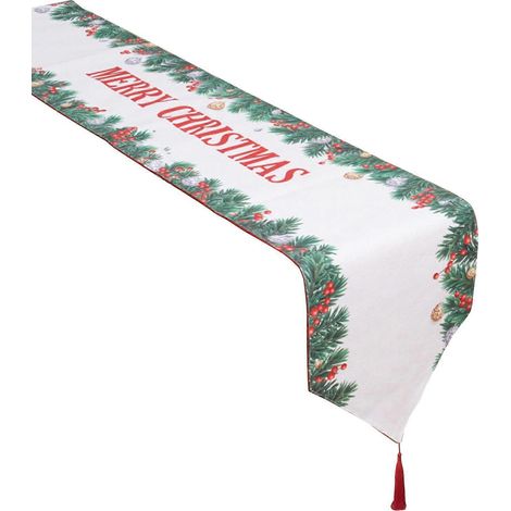 Chemin de table de Noël, nappe double épaisseur, décoration de table pour les fêtes d'hiver, la cuisine et la salle à manger (1/5)