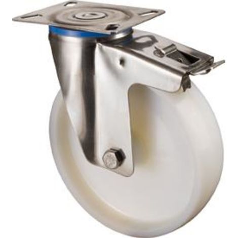 BS Rollen Lenkrolle mit Totalfeststeller und Anschraubplatte Kunststoff 125 mm 130 kg - H120.A90.125 (1/4)