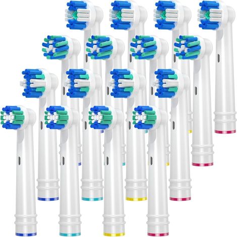 Replacement Brush Heads Compatible with Oral B, 16 Family Size Toothbrush Heads for Oral B, Works with Precision, Whitening and Floss-White (1/5)