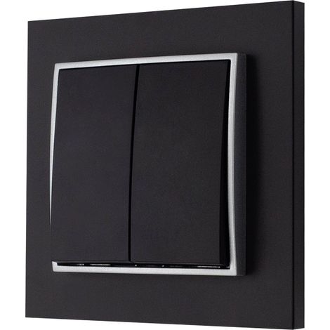 Interruptor doble con marco Karlik mini, negro mate/plata (1/5)