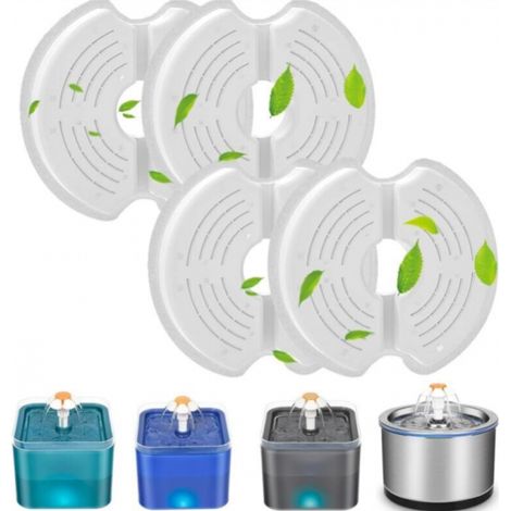 BEBUSINGOTO 8 piezas filtros de repuesto para fuente de agua para mascotas, de acero inoxidable, para gatos de 2,5 l, filtro de carbón activado. (1/5)
