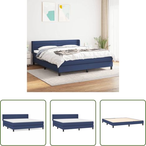 vidaXL Kopfteil - Boxspringbett mit Matratze Blau 160x200 cm Stoff (1/5)