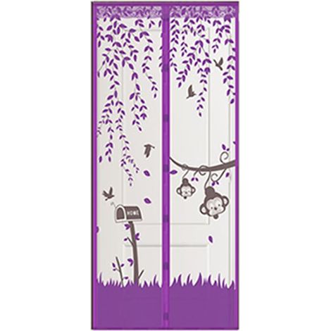 Rideau Velcro, Rideau de Porte magnétique Anti-moustique d'été, Velcro Gratuit [4 cm élargi en Haut] (80  200 cm, Violet) (1/5)