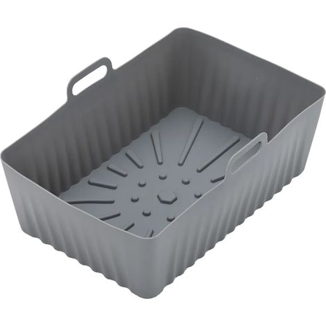 Poêle à air chaud pratique et résistante, doublure réutilisable pour friteuse à air chaud, plateau en silicone accessoire ménager de cuisine - Gris, taille L (1/2)