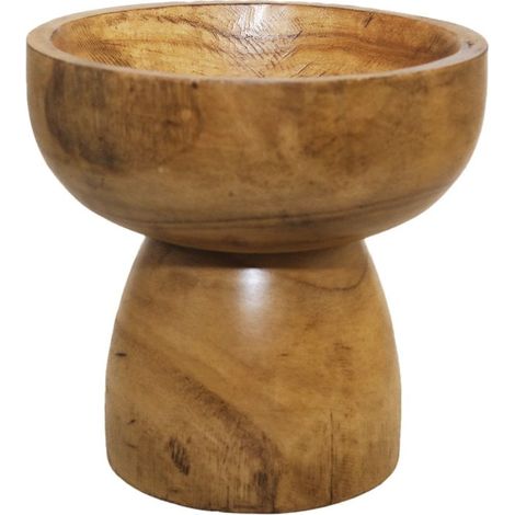 Coupe Décorative sur Pied en Bois Vide-Poches Design Naturel 23,5 x 23,5 x 24,5 cm - PANGIVO (1/3)