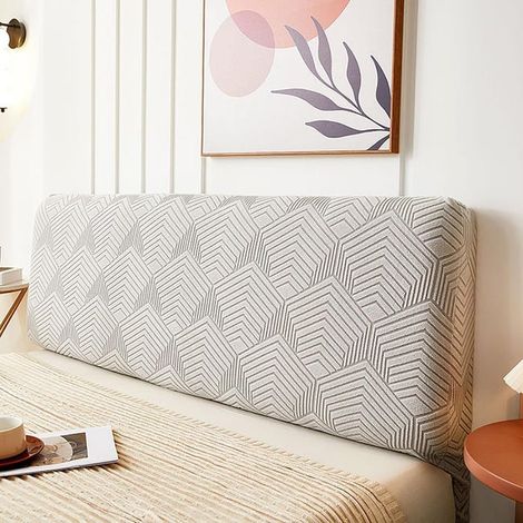 Housse de cadre de lit souple pour tête de lit queen size, en jacquard pour décoration de chambre à coucher (gris clair, 150cm(140 à 160 cm)) (1/5)
