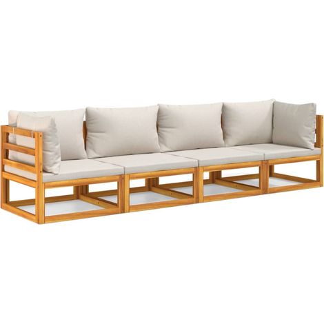 Maison Exclusive - Set Salotto Giardino 4pz Cuscini Grigio Chiaro Legno Massello