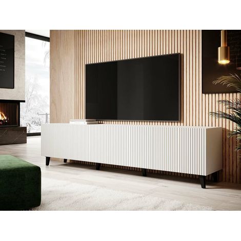 Meuble TV 200x53x40 cm Blanc PALACE meuble Hi-fi luxueux sideboeard commode sur pied (1/5)