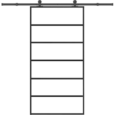 Schiebetür mit Beschlag 102x205 cm ESG-Glas & Aluminium