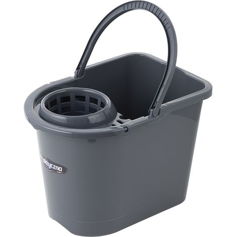 CUBO RECTANGULAR DE PLÁSTICO CON EXPRIMIDOR 15L GRIS OSCURO -BEN