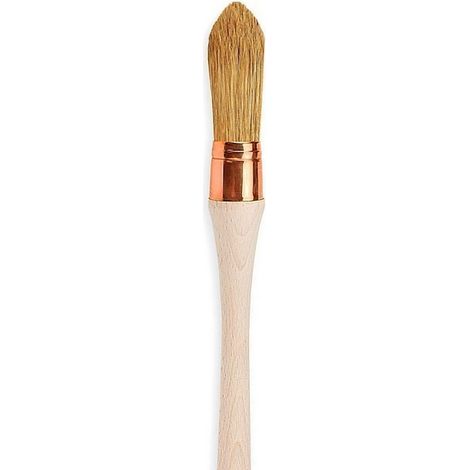 Brosse à rechampir manche bois brut avec virole acier-cuivré et soies Taille: 0 : 18 mm (1/2)