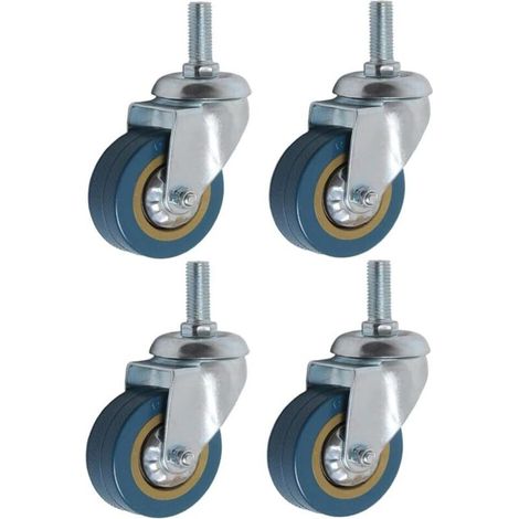Lot de 4 360° Roulettes pour Meubles 75mm M10 Roulette Charge Lourde Pivotante