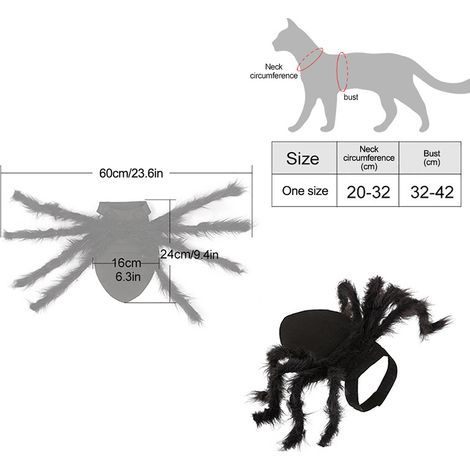Déguisement d'araignée pour animaux de compagnie - Halloween - Vêtements d'araignée pour chiens et chats - Peluche araignée - Costume (1/5)