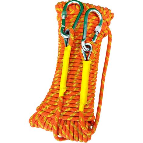 90 m Corde d'escalade Statique 8 mm Cordon Accessoire Équipement Corde d'évacuation avec 2 Mousquetons pour Équipement d'escalade sur Glace Sauvetage Incendie (1/5)