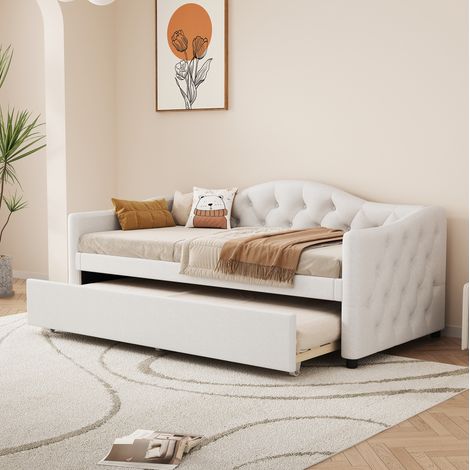 struttura letto 90x200 estraibile salvaspazio beige HAVRYA (1/5)