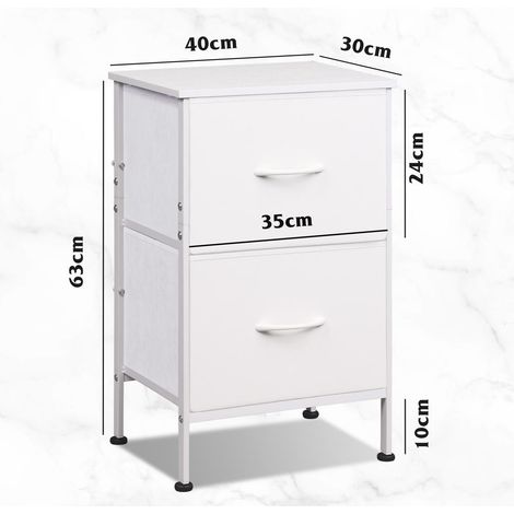 Pour Chambre et Entrée WLIVE Table de Nuit Compacte Rangement Pratique Petite Commode 2 Tiroirs Tissu Cadre Métal Blanc (1/5)