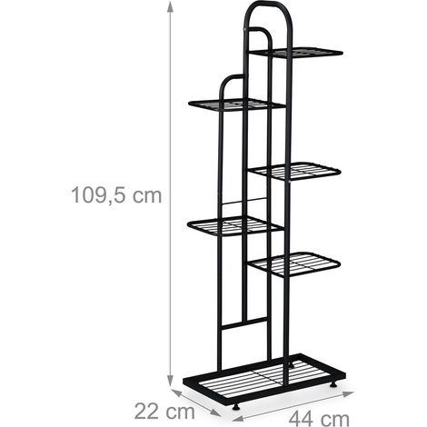 Estante para plantas moderno 109,5 x 44 x 22 cm 6 niveles prácticos para salón porche de acero negro 130016734 (1/3)