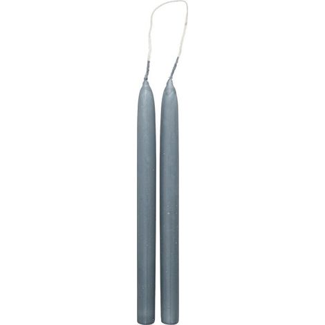 Lot de 2 Bougies Bâton "Hugo" 30cm Bleu Orage (1/2)