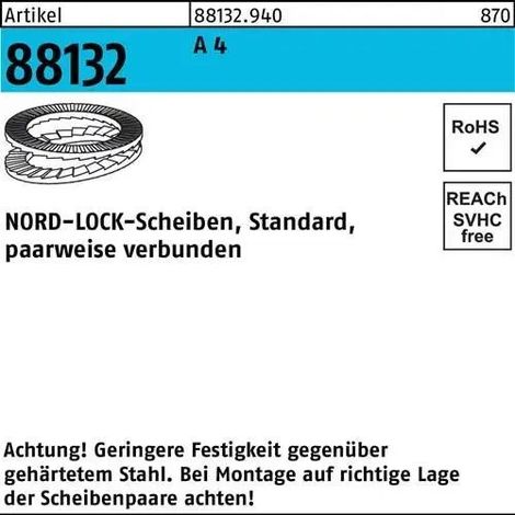 [NEUWERTIG] B-Ware Nord Lock Unterlegscheibe Scheiben R 88132 Nl 16 Ss A 4 Geklebt 100 Stück97