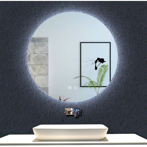 Ocean Miroir de salle de bain rond à LED 70cm avec 3 couleurs dimmable anti-buée et fonction mémoire (1/5)