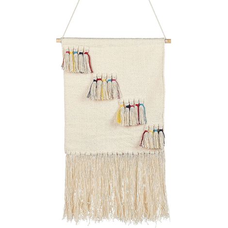 Decorazione da parete boho fatta a mano in cotone beige Burewala (1/5)