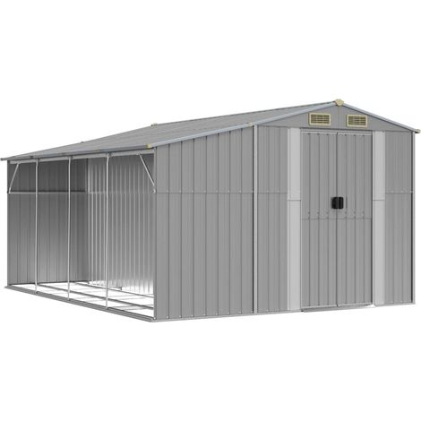 Cobertizo de jardín cobertizo para cabaña cobertizo para almacenamiento cobertizo para exteriores cobertizo para herramientas robusto 277 x 365,5 x 179 cm acero galvanizado gris 020022238 (1/5)