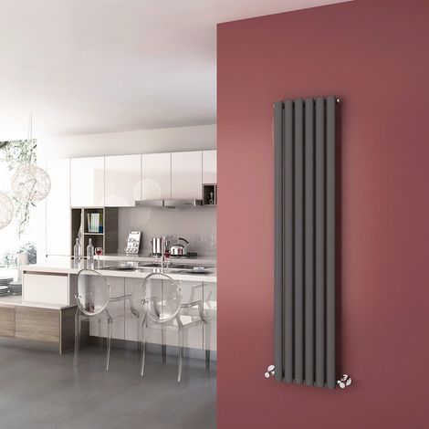 ELEGANT Central Heating Radiator 1600 x 354mm Vertical Anthracite Single Panel Oval Column Rad (1/5)