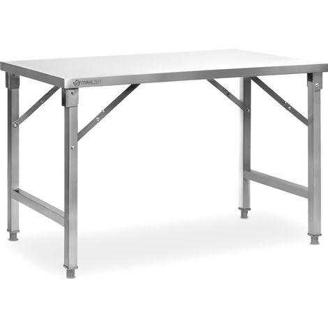 Mahlzeit mesa de acero inoxidable, 120 x 70 x 80 cm, mesa de trabajo, mesa de cocina, mesa de preparación de acero inoxidable