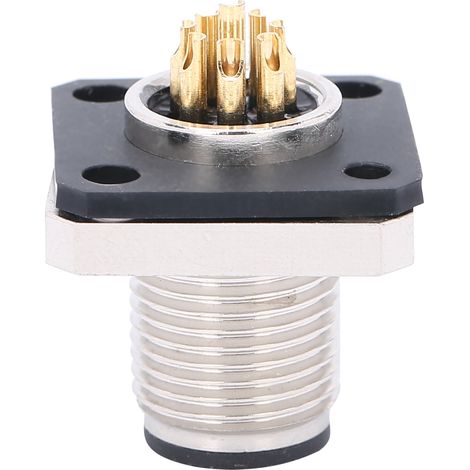 Connecteur étanche 8 broches, bride carrée, filetage M12, prise aviation M12HP8 (1/5)