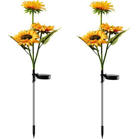 Lot 2 lampes solaires tournesol – Forme fleur – Étanche – Allumage/extinction auto – Jardin terrasse