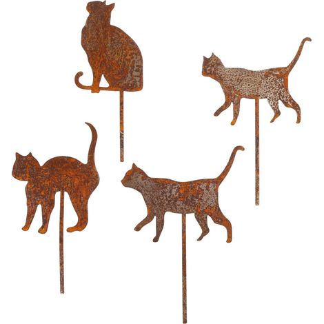 Decoraciones para exteriores, estacas para jardín, adornos para el patio - 4 gatos (1/5)