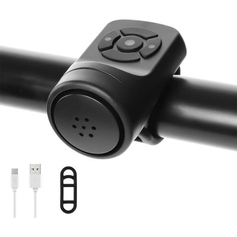 Klaxon de vélo électrique sonnette électronique pour adultes 4 modes sonores étanche puissant avec batterie rechargeable pour VTT et vélo de route (1/4)