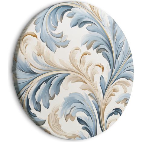 Tableau rond - Ornements baroques dans les tons crème clair et bleu / Vigne baroque dans les tons clairs (1/4)