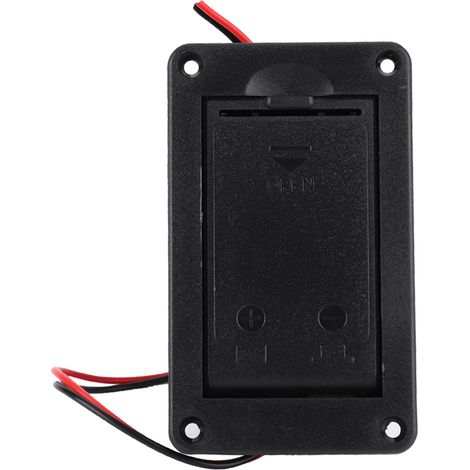 Support 9V pile boîte batterie avec couvercle pour guitare basse active micro connecteur (1/5)