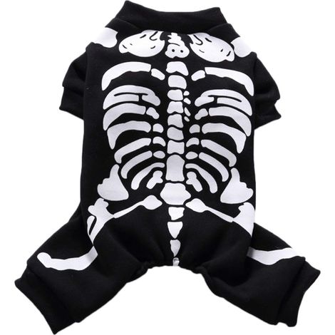Déguisement de squelette pour animaux : Idéal pour Halloween et le cosplay, convient aux chiens et chats de petite et moyenne taille, noir et blanc (1/5)