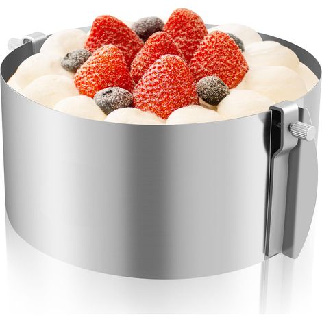 1 Cercle à Gâteau Réglable 16-30cm, Acier Inoxydable 304, Échelle Graduée, Pour Pâtisserie Et Desserts