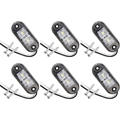Lot de 6 feux de position latéraux à LED pour voiture, remorque, camping-car, caravane, vélo, moteur (1/4)
