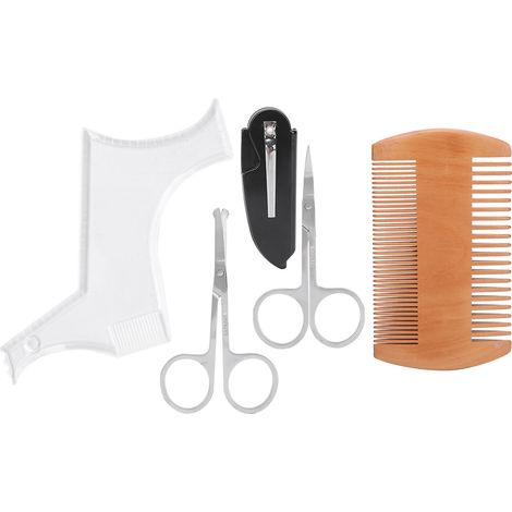 Gabarit de Forme Barbe Transparent, Ciseaux et Peigne pour Taille et Style (1/5)