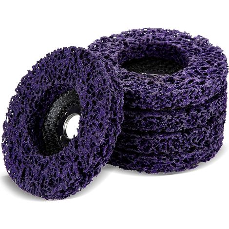 Set mit 5 100-mm-Poly-Streifenscheiben für Winkelschleifer – Reinigungswerkzeug zum Entfernen von Rost, Farbe und Abplatzungen – Lila (1/5)