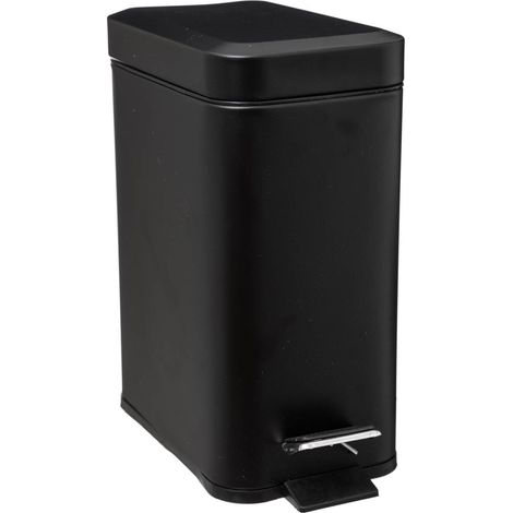Bidone rettangolare soft close in acciaio inox 5l nero - 5five (1/4)
