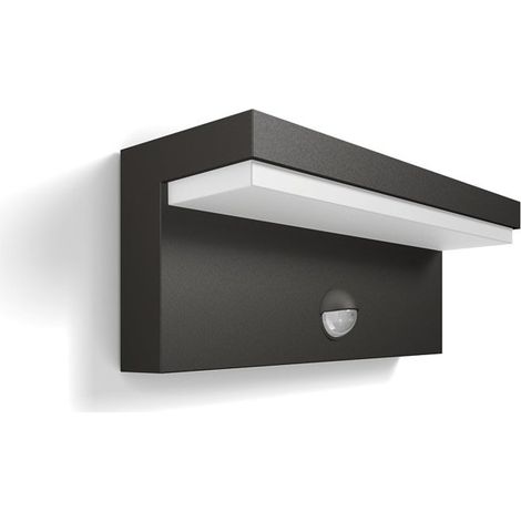 Philips – Applique d'extérieur LED 22x8 cm – 2700 K blanc chaud – Détecteur de mouvement – Résistante aux intempéries – Aluminium anthracite (1/10)