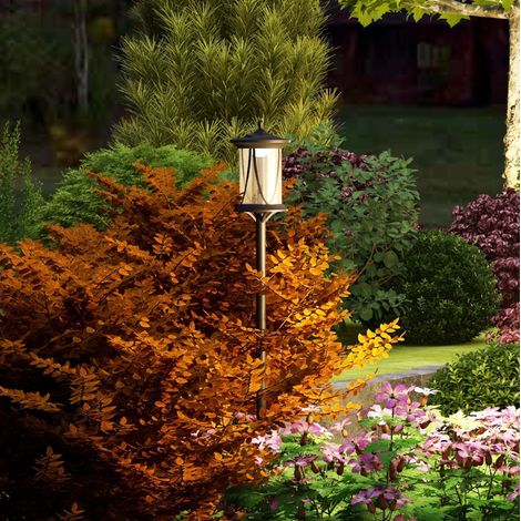CHICFURN Lanterna da giardino solare LED 17 x 17 x 127 cm in ABS nero con sensore, IP44 (1/5)
